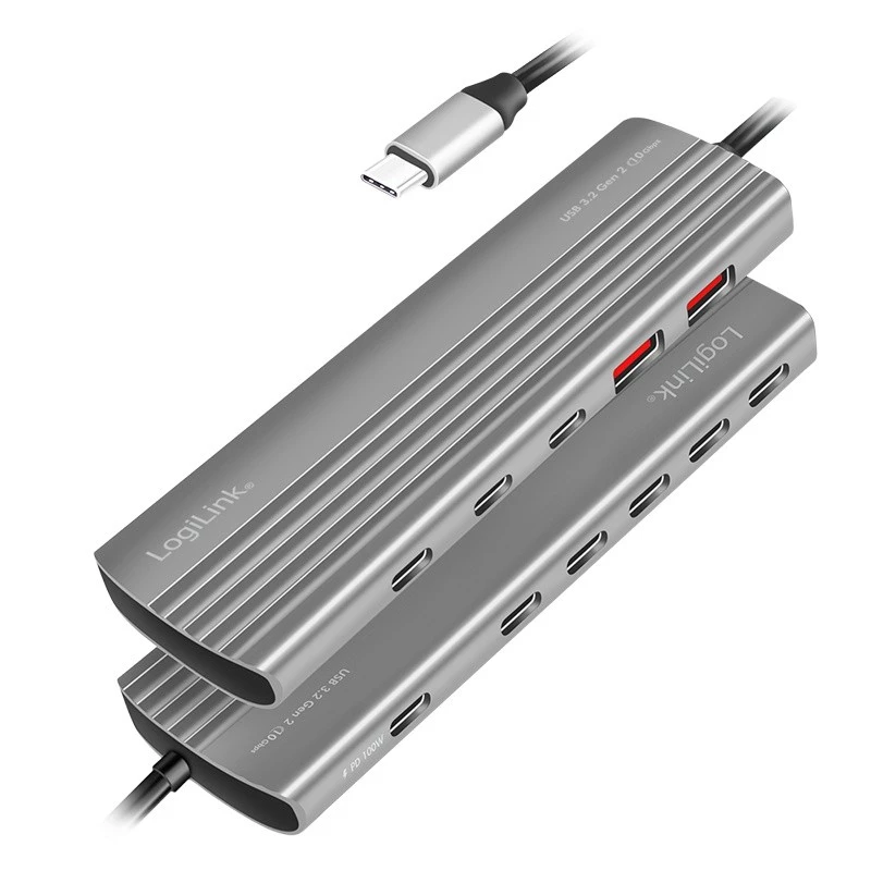 Ultra-slim USB 3.2 hub 2xUSB-A, 8xUSB-C, PD, 100W