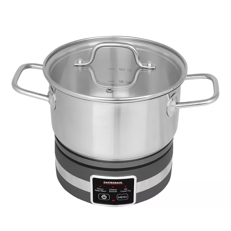 Gastroback 42568 Fondue MultiCook 4in1 a varná doska, 1200 W, hrniec z nehrdzavejúcej ocele 2,3 l, 8 vidličiek