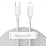 Baseus Simple Wisdom sada dátových káblov USB-C na Lightning PD 20W (2 ks/balenie) 1,5m biela