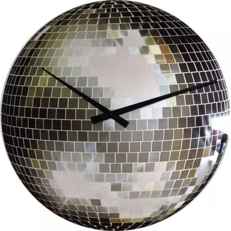 NeXtime hodiny 8801 Small Disco, Ø30 cm, nástenné, strieborné