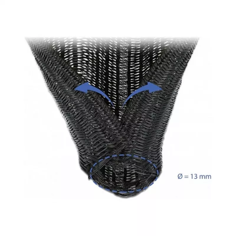 Pletená hadica DeLOCK 18909 5 m x 13 mm čierna