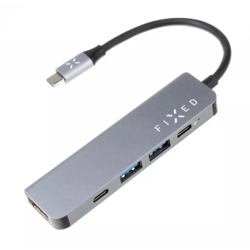 USB-C hub FIXED FIXHU-MN-GR 5-portový mini pre notebooky a tablety