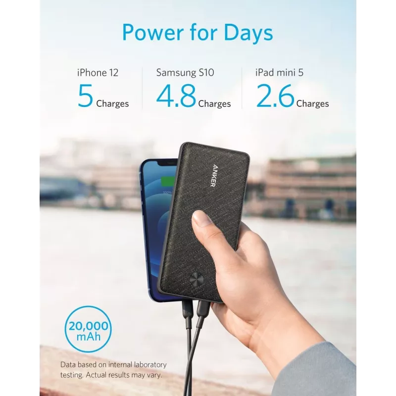POWER BANK USB 20000MAH čierna/A1365G11 ANKER