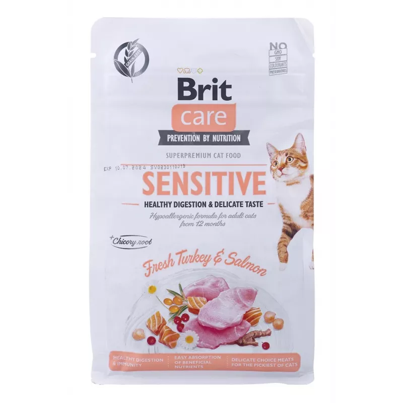 BRIT Care Grain-Free Sensitive morčacina a losos - suché krmivo pre mačky - 400 g