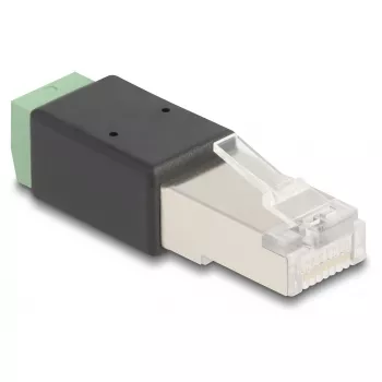DeLOCK RJ45 konektor samec na adaptér svorkovnice 2-pinový 66604 čierny zelený