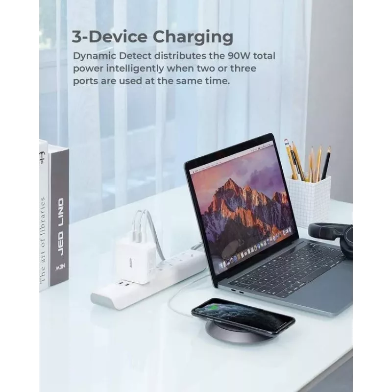 AUKEY PA-B6S biela Omni a Mix GaN ultrarýchla nástenná nabíjačka
