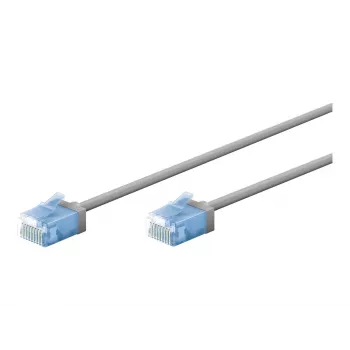 Goobay Ultra-flexibilný CAT 6A patch kábel slim U/UTP sivý - extra krátky konektor (74219)