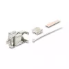 Keystone modul DELOCK RJ45 na LSA Cat.6A tienený bez nástroja, plochý, strieborný/biely, s krytkou proti prachu