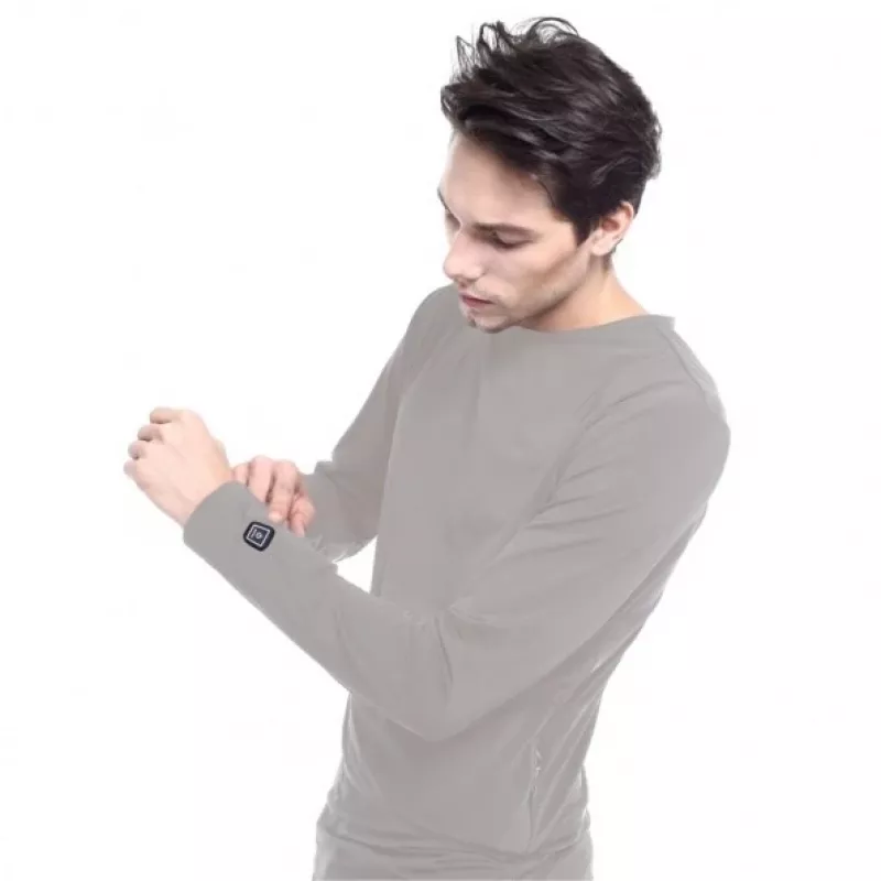 Blúzka Glovii GJ1GL okrúhly výstrih dlhý rukáv sivá elastan polyester
