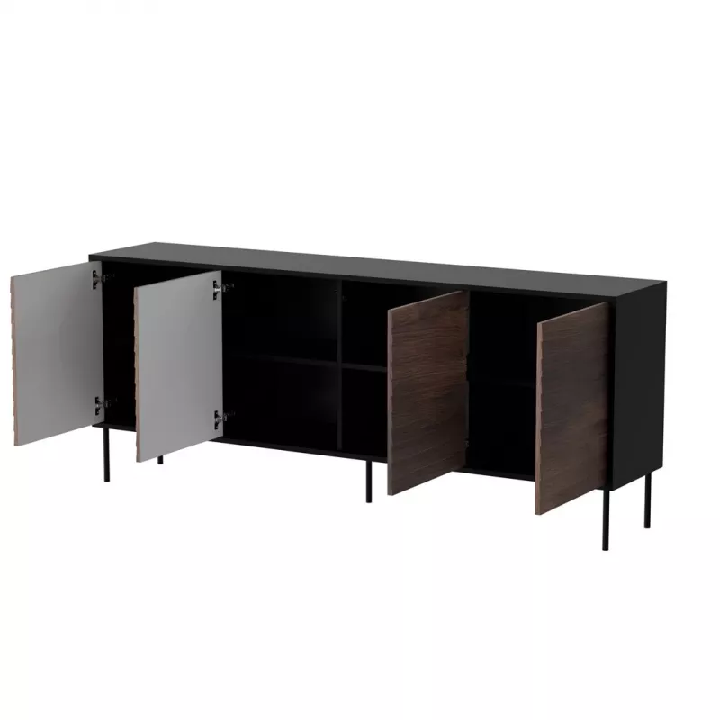 Cama 4D CORTINA komoda 200x40x81 čierna/orech