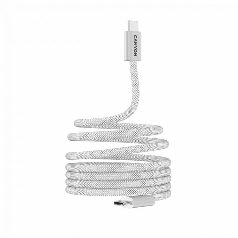 CANYON kábel OnWire 60MG C-C 60W magnetický pletený 1m biely