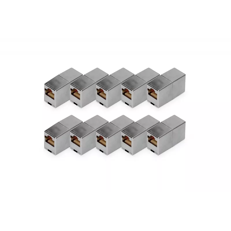 Digitus CAT 5e RJ45 modulárna spojka 10 kusov pozlátená Strieborná