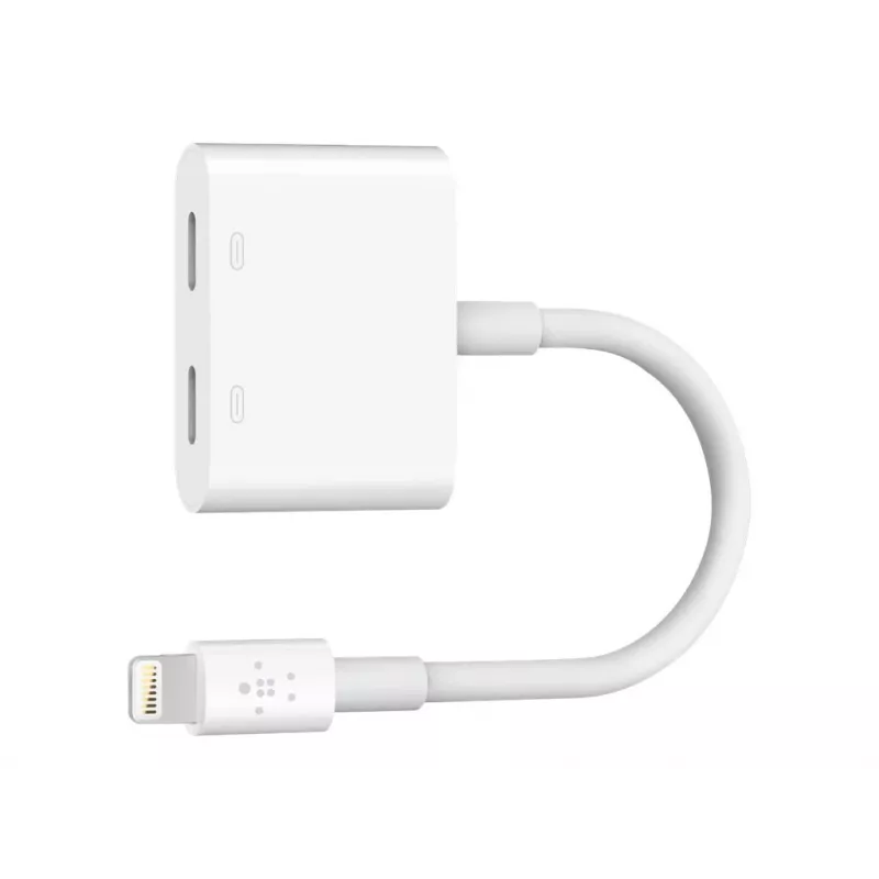 Belkin | Lightning Audio + Charge RockStar kábel, 11,5 cm, biela | F8J198btWHT