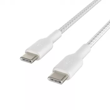 Kábel opletený USB-C na USB-C 1 m biela