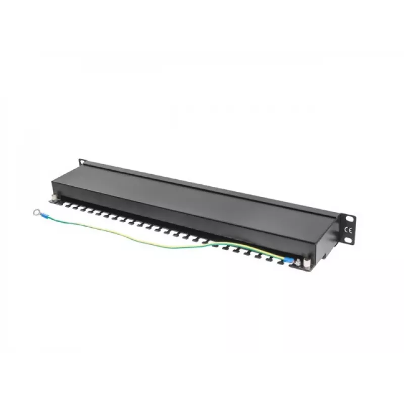 Patch panel 1U LANBERG PPS5-1024-B — 24-portový RJ-45 Cat5, kov, čierny, racková montáž