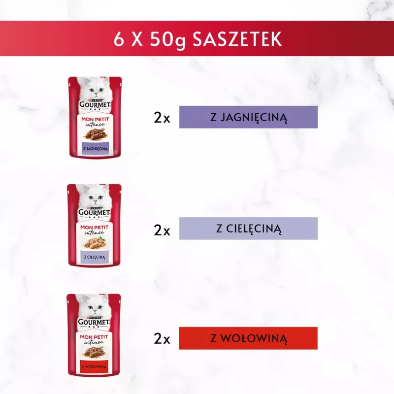 GOURMET Mon Petit Meat Mix - mokré krmivo pre mačky - 6 x 50 g