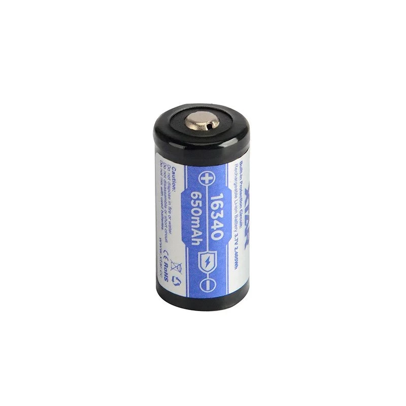 XTAR 16340 (R-CR123) nabíjateľná Li-ion batéria 3,7 V 650 mAh, chránená