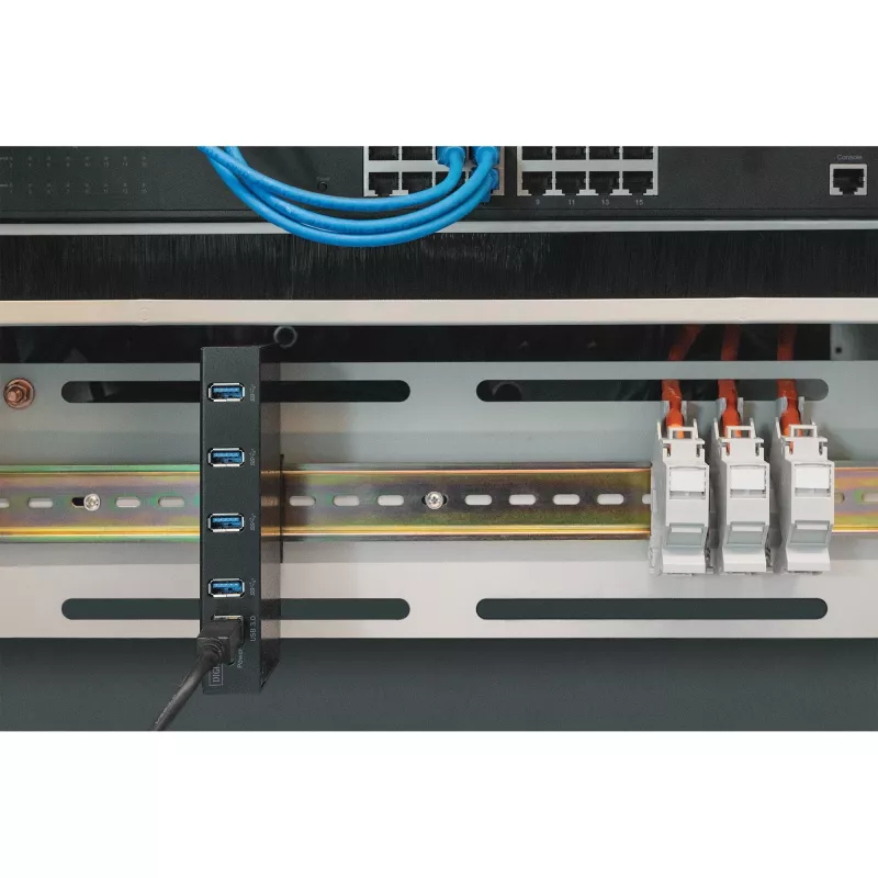 DIGITUS USB hub 4-port 3.0->4xA3.0 industrial line čierny