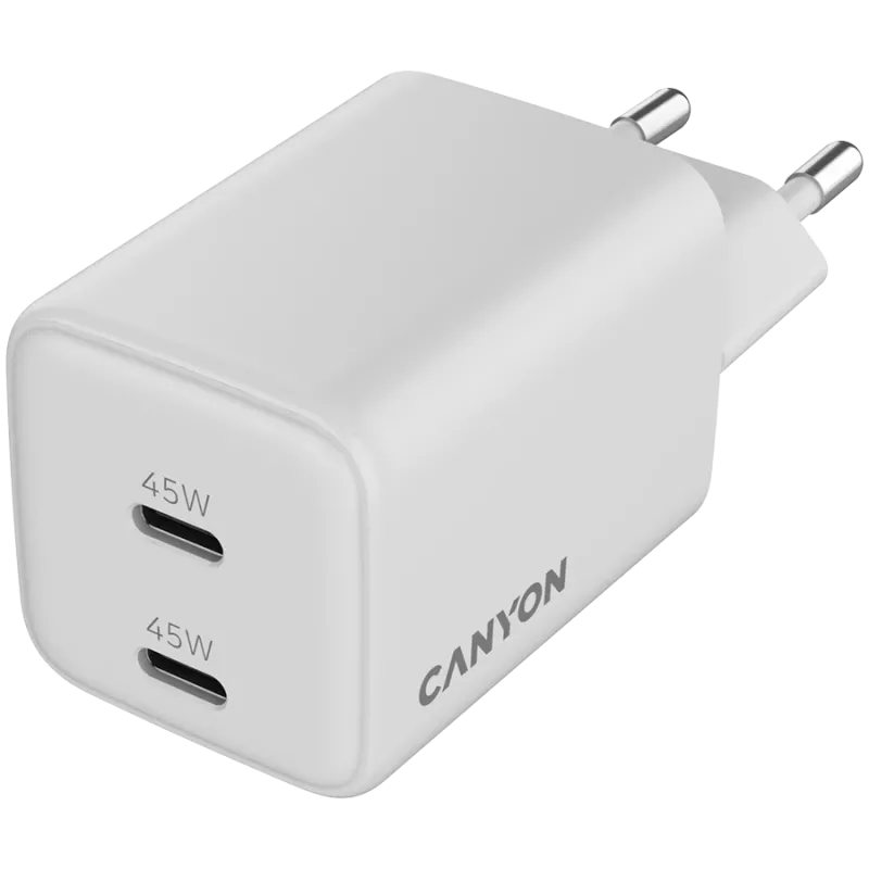 Nabíjačka Canyon CU45CC GaN 45 W 2xPD, biela (CNS-CUW45CC)