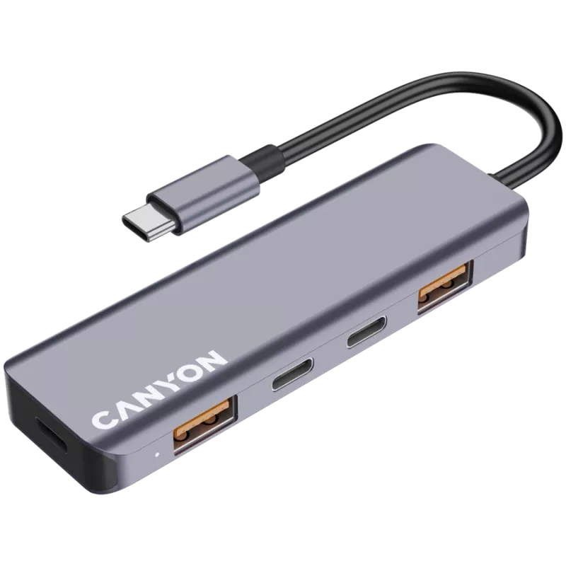 Canyon DS-18 - USB-C hub - 5 portov - 1x USB-C 5V DC nabíjanie - 2x USB-C - 10 Gbit/s - 2x USB 3.2