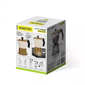 Hliníková moka kanvica na sporák Maestro MR-1657-3-BEIGE – espresovač na 3 šálky, béžová