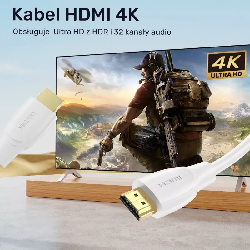 HDMI kábel Unitek C11090AWH03-1M – 1 m, podporuje 4K 60Hz