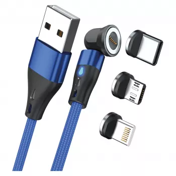 USB kábel RealPower MagneticCharge3 1 m USB A modrá rýchle nabíjanie prenos dát