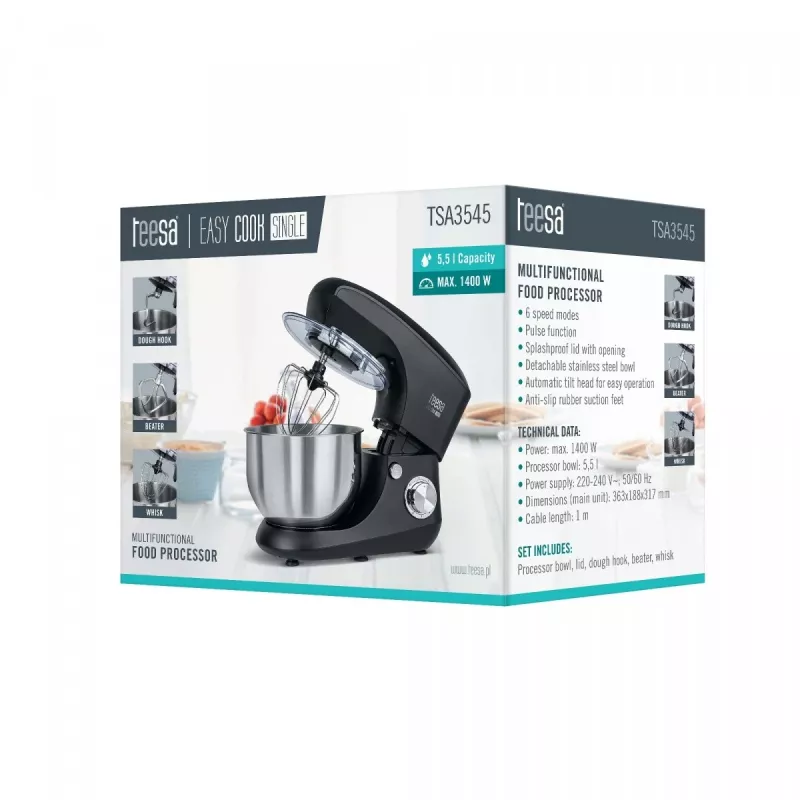 TEESA kuchynský robot EASY COOK Single čierny TSA3545-B 1000W 4L