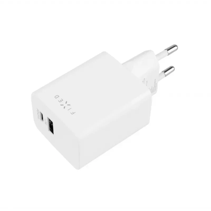 Cestovná nabíjačka FIXED Fixed Mini USB-C/USB 45W — kompaktná dvojportová nabíjačka s USB-C a USB-A