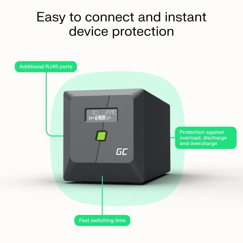 Green Cell UPSLP700 UPS (neprerušiteľné napájanie) Line-Interactive 1 kVA 700 W 4 AC výstupy