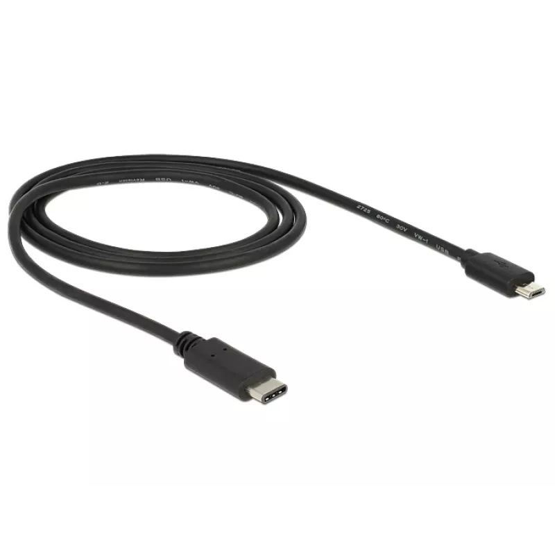 DeLOCK - USB kábel - 5-kolíkový Micro-USB Type-B (samec) - 24-kolíkový USB Type-C (samec) - 1,0 m (USB 3.1) - čierny (83602)