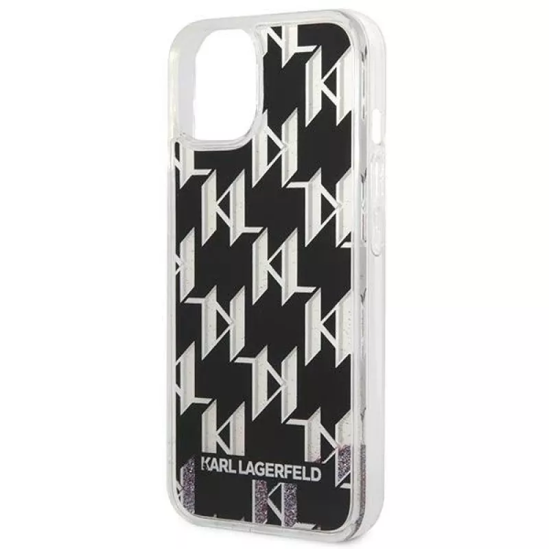 Karl Lagerfeld KLHCP14MLMNMK iPhone 14 Plus 6.7 tvrdý obal čierny / čierny Liquid Glitter Monogram