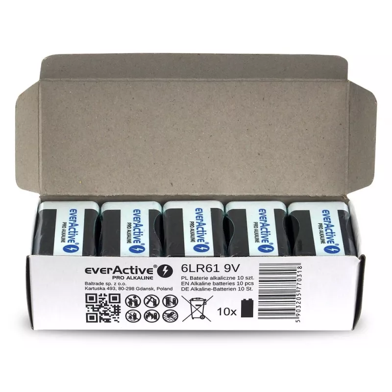 Batéria alkalická EverActive Pro Alkaline 6LR61 9V