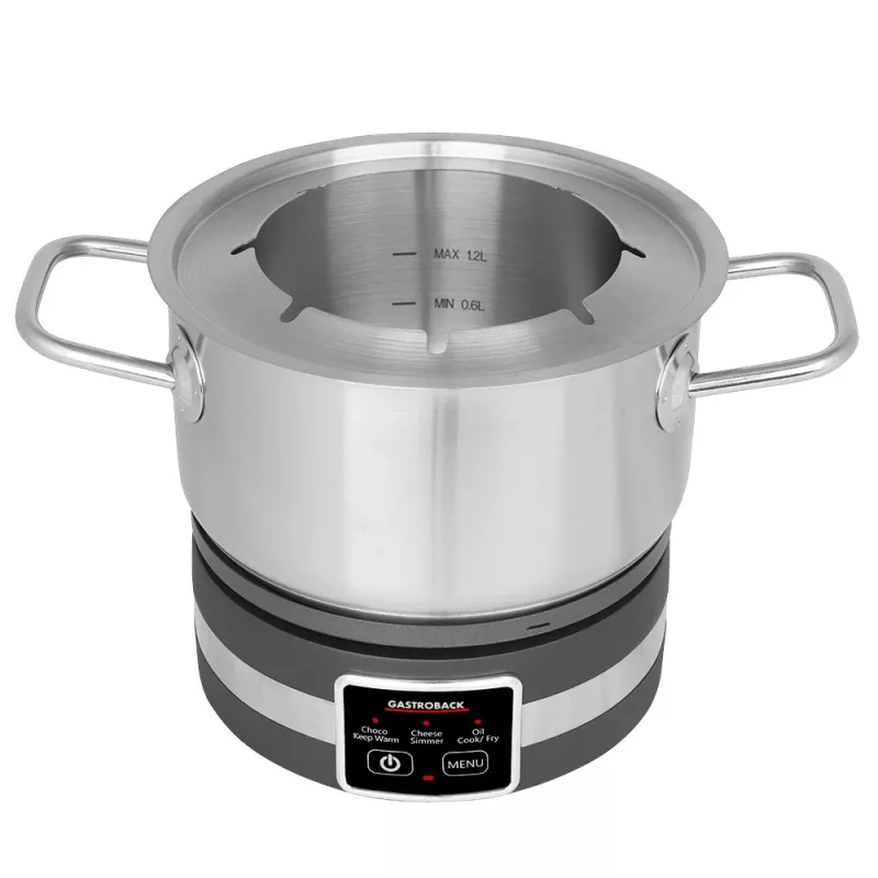 Gastroback 42568 Fondue MultiCook 4in1 a varná doska, 1200 W, hrniec z nehrdzavejúcej ocele 2,3 l, 8 vidličiek