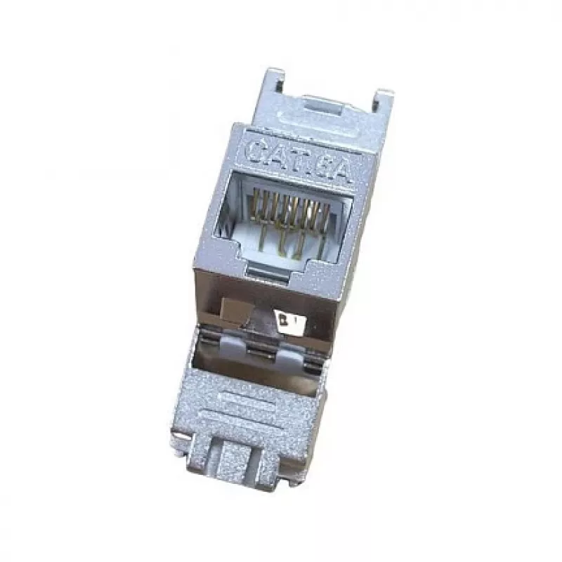 Tienený Cat.6A tenký Keystone Jack, EQUIP 767223, bez nástroja, RJ-45, plochý, strieborný, 8 ks