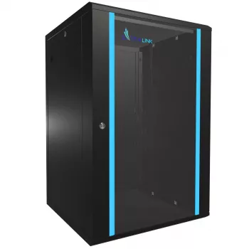 Nástenný rack Extralink racková skriňa 18U 600x600 čierna kľúčový zámok
