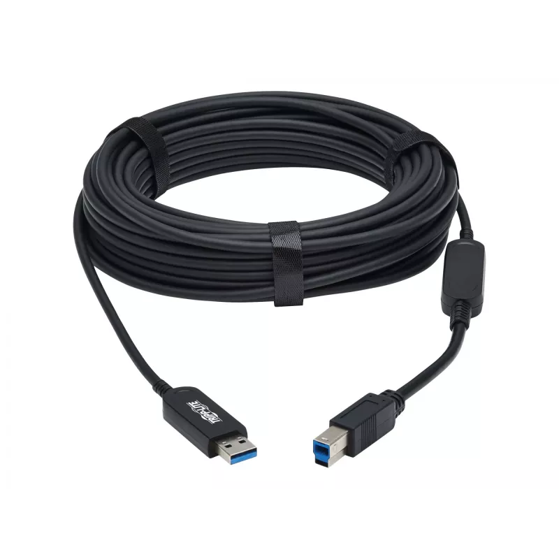 Eaton Tripp Lite séria USB 3.2 Gen 1 Plenum-certifikovaný sklolaminátový aktívny kábel (AOC) - A/B M/M, čierny, 20 m - USB kábel - USB Type-A (M) na USB Type-B (M) - USB 3.2 Gen 1 - 20,0 m - P