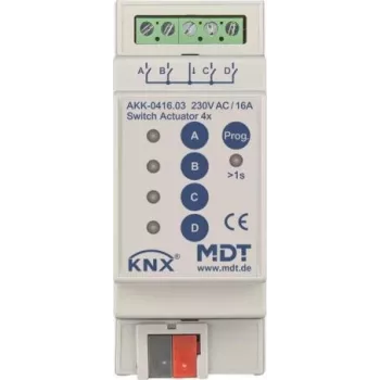 MDT AKK-0416.03 spínací aktor 4-násobný, 2TE, REG, 16A, 70µ (AKK-0416.03)