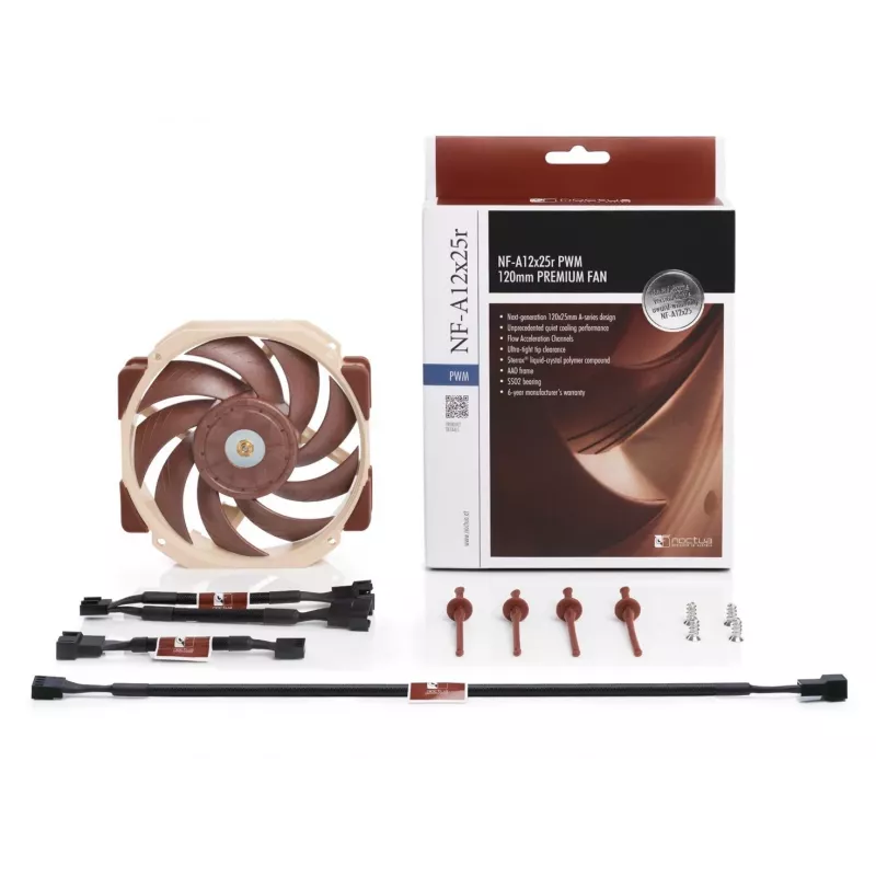 Ventilátor Noctua NF-A12X25R PWM 12 cm béžový hnedý 2000 RPM 102,1 m³/h
