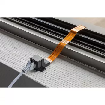 Priechodka do okna ultra-slim, RJ45, kábel čierny/meď, 30 cm