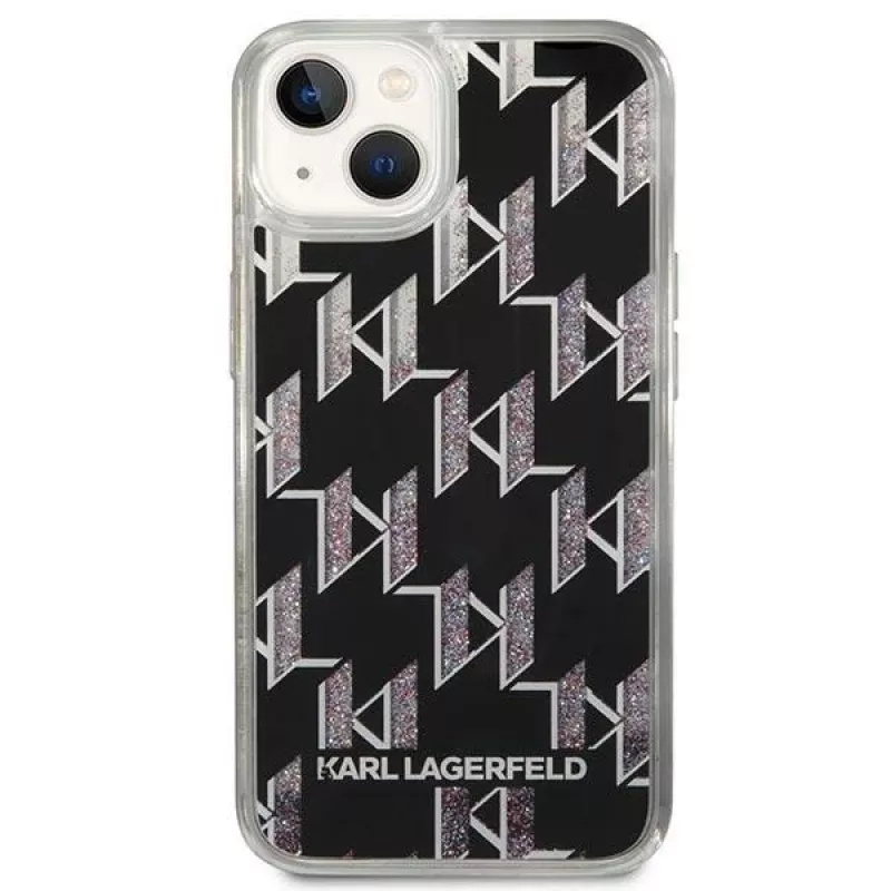 Karl Lagerfeld KLHCP14MLMNMK iPhone 14 Plus 6.7 tvrdý obal čierny / čierny Liquid Glitter Monogram