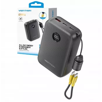 Prenosná nabíjačka Vention FKBB0-C 20000 mAh Powerbank, 1x USB-A + 2x USB-C, čierna