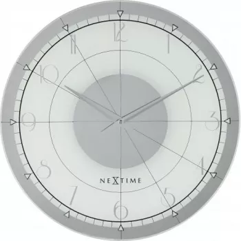 NeXtime hodiny 8125 Fancy Round, Ø43 cm, nástenné, biele/strieborné