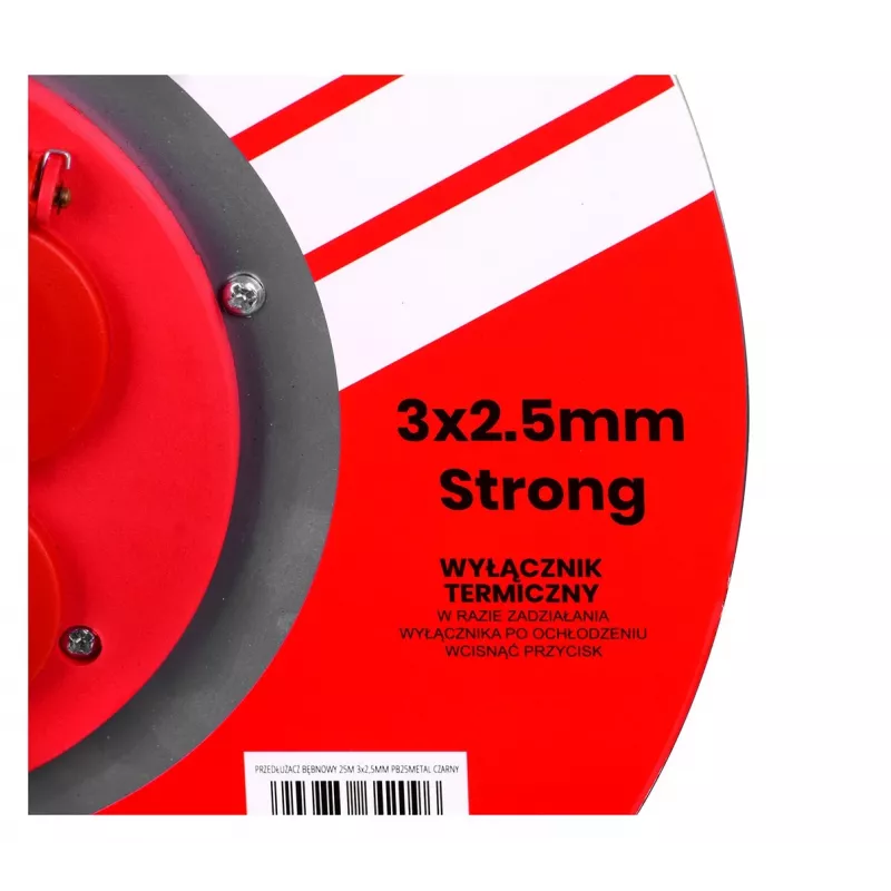 Predlžovací kábel VERTEX PB25METAL 3x2,5 mm čierny