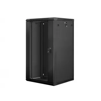 Lanberg nástenný inštalačný rozvádzač 19'' 22U 600x600mm čierny (sklenené dvere)