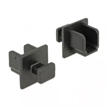 Ochranný kryt zásuvky DELOCK 64010, polypropylén, čierny, 12,2×15,2×12 mm, balenie 10 ks