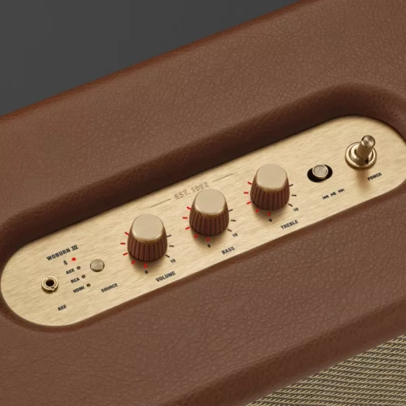 Bezdrôtový reproduktor MARSHALL Woburn III Brown — Multiroom, Bluetooth, Wi‑Fi, analógové vstupy