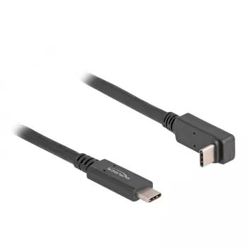 Delock - USB kábel - 24-Pin USB-C (M) na 24-Pin USB-C (M) zahnutý - USB 3.2 Gen 2 - 3 A - 1,0 m - USB Power Delivery (60 W), podporuje 4K 144 Hz (3840 x 2160), až do 10 Gbit/s