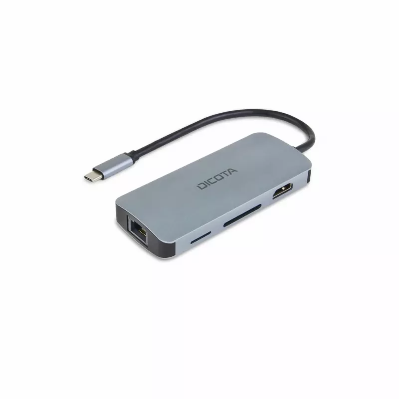 Dicota USB-C 8-in-1 Multi Hub 4K PD 100W strieborný