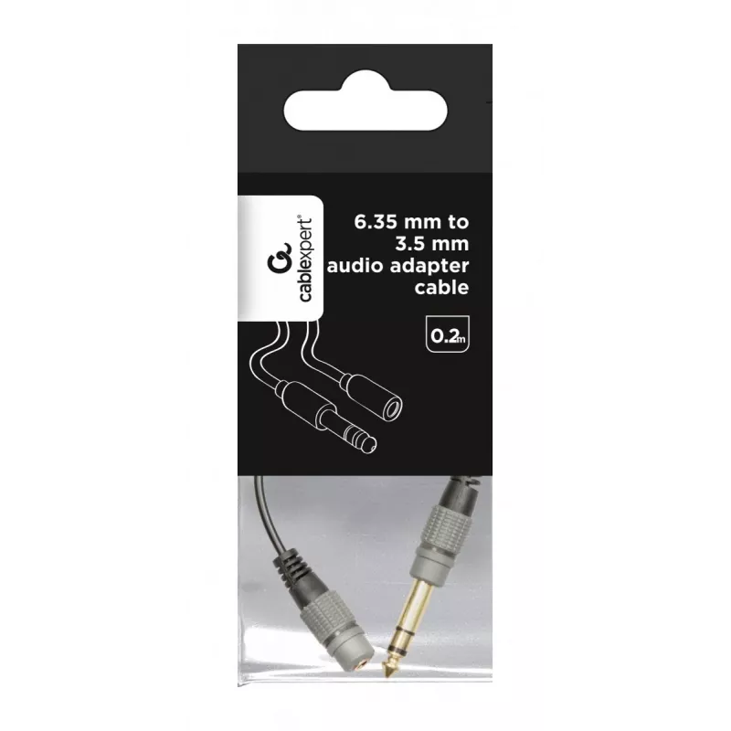Audio kábel Gembird A-63M35F-0.2M 6,35 mm konektor samec na 3,5 mm konektor samica čierny